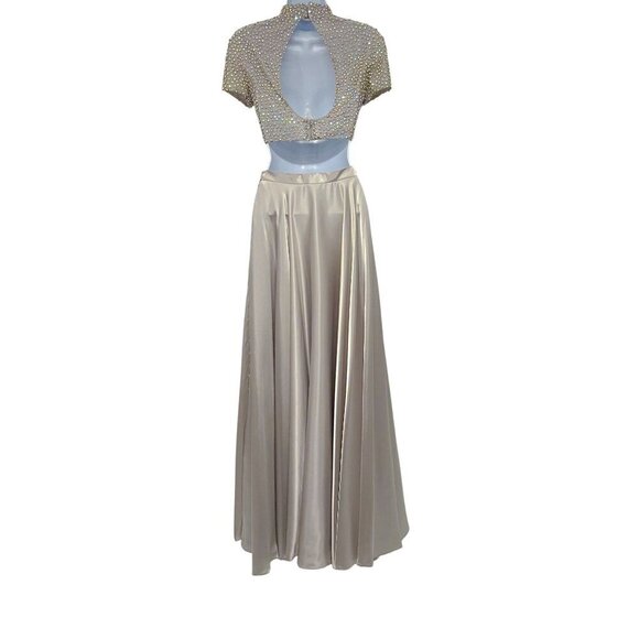 Sherri Hill Rhinestone Beaded Two Piece Matching Set Skirt Crop Top Dress 50037 - Picture 4 of 15